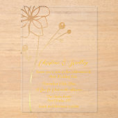 木炭と金ゴールド結婚ズ アクリル招待状 (正面)