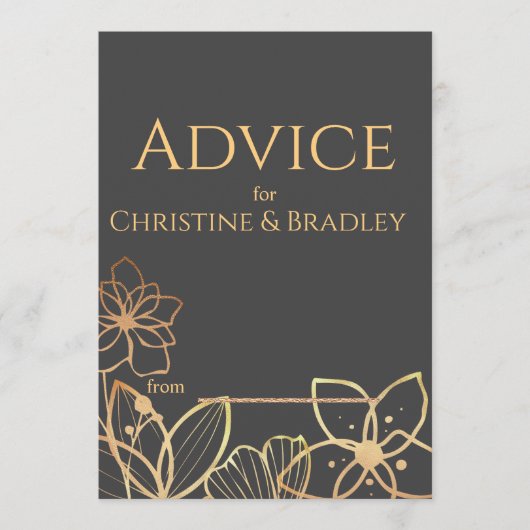 木炭と金ゴールド結婚ズ アドバイスカード (正面)
