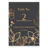 木炭と金ゴールド結婚ズ テーブルナンバー (裏面)