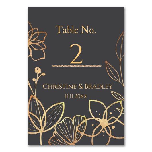 木炭と金ゴールド結婚ズ テーブルナンバー (正面)