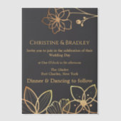 木炭と金ゴールド結婚ズ ベラム紙招待状 (正面)