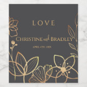 木炭と金ゴールド結婚ズ ワインラベル (シングルラベル)