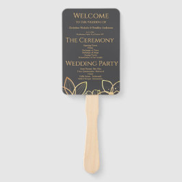 木炭と金ゴールド結婚式 プログラム ハンドファン