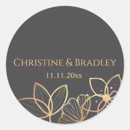 木炭と金ゴールド ラウンドシール