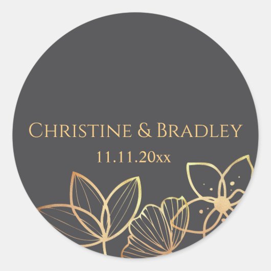 木炭と金ゴールド ラウンドシール (正面)