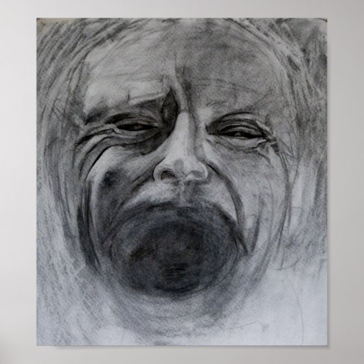 木炭と鉛筆スケッチオン紙 ポスター (正面)