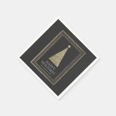 木炭と銅金ゴールドグリッタークリスマスツリー スタンダードカクテルナプキン (角)