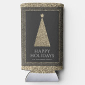 木炭と銅金ゴールドグリッタークリスマスツリー スリム缶クーラー (裏面)