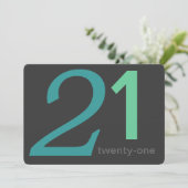 木炭と青のカスタム21歳の誕生日招待状 招待状 (スタンド正面)