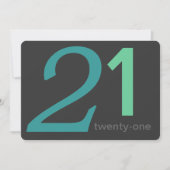 木炭と青のカスタム21歳の誕生日招待状 招待状 (正面)