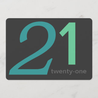 木炭と青のカスタム21歳の誕生日招待状 招待状