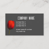 木炭のグレーミニマリストに明るい赤いチューリップ 名刺 (裏面)