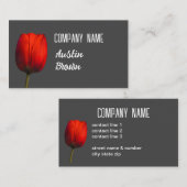 木炭のグレーミニマリストに明るい赤いチューリップ 名刺 (正面/裏面)