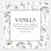 木炭のハーブの花しょうゆキャンドルラベル スクエアシール (正面)