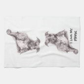 木炭のピットブルポートレート キッチンタオル (横)
