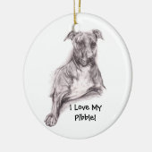 木炭のピットブルポートレート セラミックオーナメント (左)