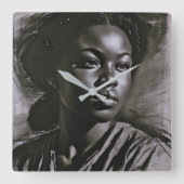 木炭の中の「ジャスミン」 スクエア壁時計 (正面)