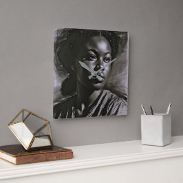 木炭の中の「ジャスミン」 スクエア壁時計