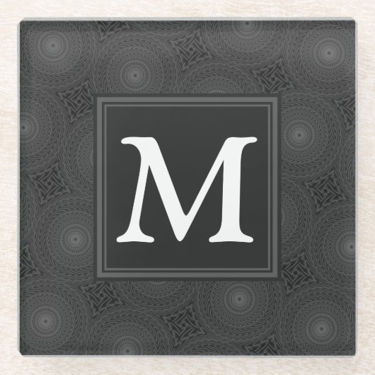 木炭の丸模様 ガラスコースター (正面)