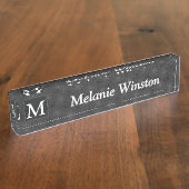 木炭の丸模様 デスクネームプレート (側面)