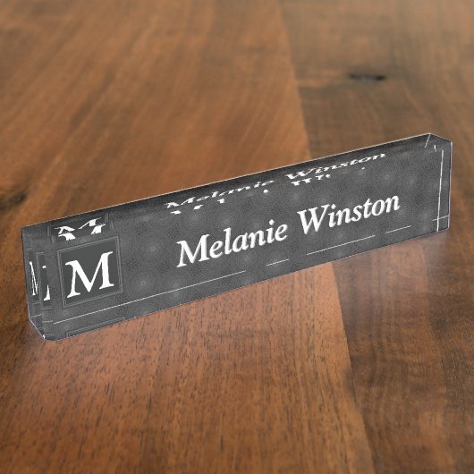 木炭の丸模様 デスクネームプレート (側面)