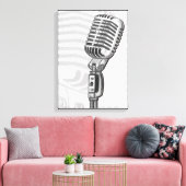 木炭の古いマイクロホンキャンバスのアートプリント キャンバスプリント (インサイチュ (リビング))