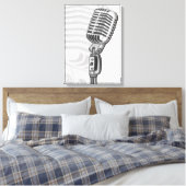 木炭の古いマイクロホンキャンバスのアートプリント キャンバスプリント (インサイチュ (寝室))