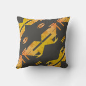 木炭の斜め金ゴールドにオレンジ色の斑入り抽象芸術 クッション (裏面)