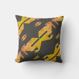 木炭の斜め金ゴールドにオレンジ色の斑入り抽象芸術 クッション