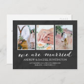 木炭の結婚発表写真コラージュ 案内ポストカード (正面/裏面)