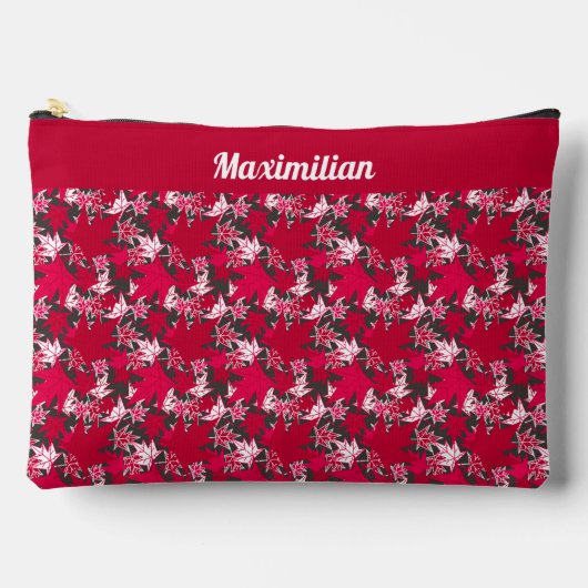 木炭の葉メープル – 大型アクセサリーポーチ アクセサリーポーチ (正面)