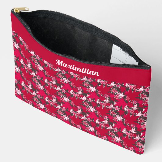 木炭の葉メープル – 大型アクセサリーポーチ アクセサリーポーチ (見開き)