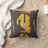 木炭の金ゴールドオレンジの斑入り部族抽象芸術 クッション (ブランケット)