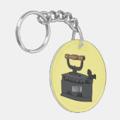 木炭の鉄の漫画イラストレーション キーホルダー (正面左)