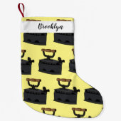 木炭の鉄の漫画イラストレーション スモールクリスマスストッキング (正面)