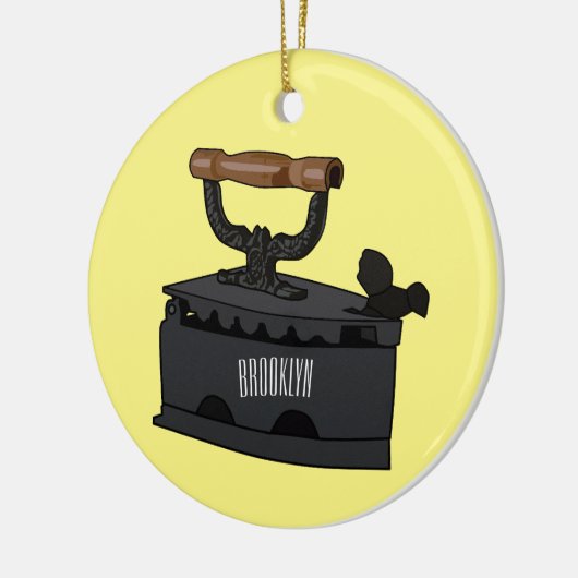 木炭の鉄の漫画イラストレーション セラミックオーナメント (左)