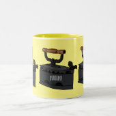 木炭の鉄の漫画イラストレーション ツートーンマグカップ (中央)