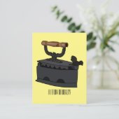 木炭の鉄の漫画イラストレーション ポストカード (スタンド正面)