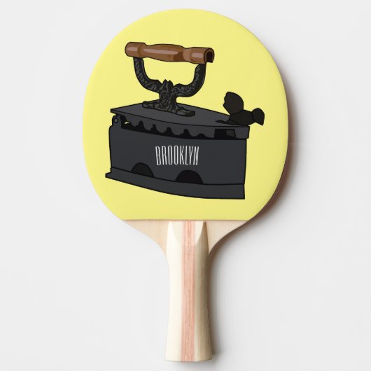 木炭の鉄の漫画イラストレーション 卓球ラケット (正面)