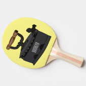 木炭の鉄の漫画イラストレーション 卓球ラケット (横)