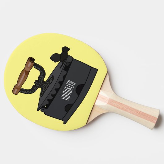 木炭の鉄の漫画イラストレーション 卓球ラケット (横)