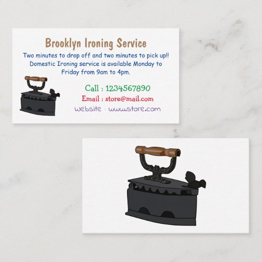 木炭の鉄の漫画イラストレーション 名刺 (正面/裏面)