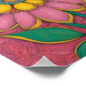 木炭の鉛筆の花 – ピンクの星 ポスター (角)