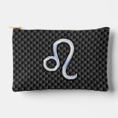 木炭の〔占星術の〕十二宮図記号Leoカーボンファイバーデコール アクセサリーポーチ (正面)