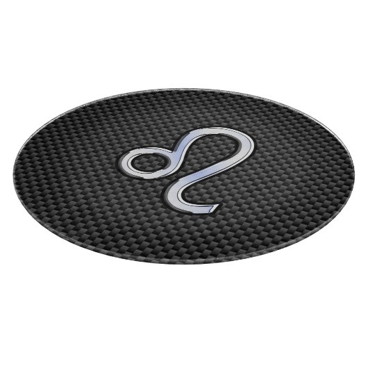 木炭の〔占星術の〕十二宮図記号Leoカーボンファイバーデコール カッティングボード (角)