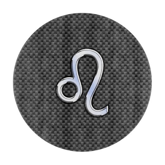 木炭の〔占星術の〕十二宮図記号Leoカーボンファイバーデコール カッティングボード (正面)