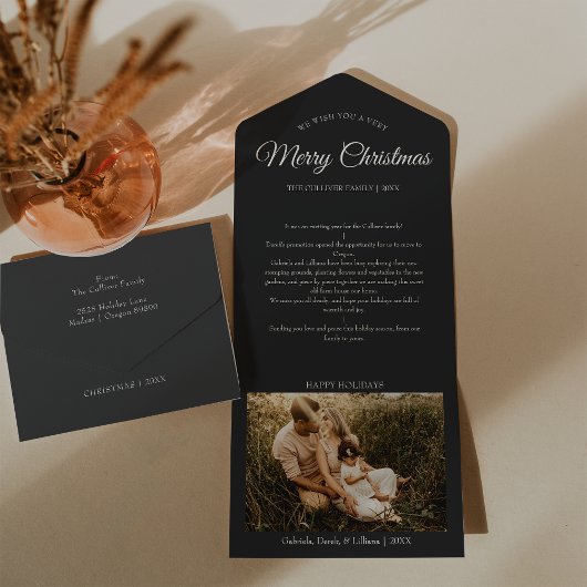 木炭は非常に陽気なクリスマスレターフォトコラージュ オールインワン招待状