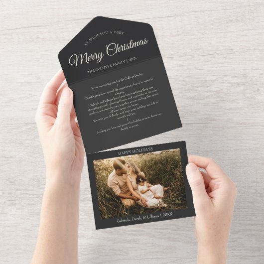 木炭は非常に陽気なクリスマスレターフォトコラージュ オールインワン招待状 (貼ってはがせる)