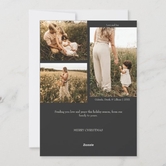 木炭は非常に陽気なクリスマス4枚の写真垂直 シーズンカード (裏面)