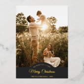 木炭は非常に陽気なクリスマス4枚の写真垂直 箔シーズンカード (正面)
